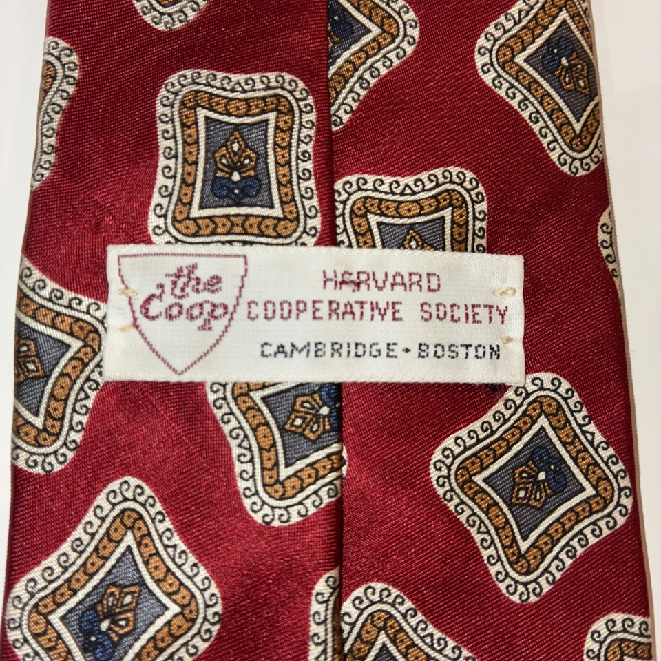 Corbata de cuello vintage Harvard Cooperative Society the Coop Geo Paisley 100 % seda EE. UU. Foto 4 de 4
