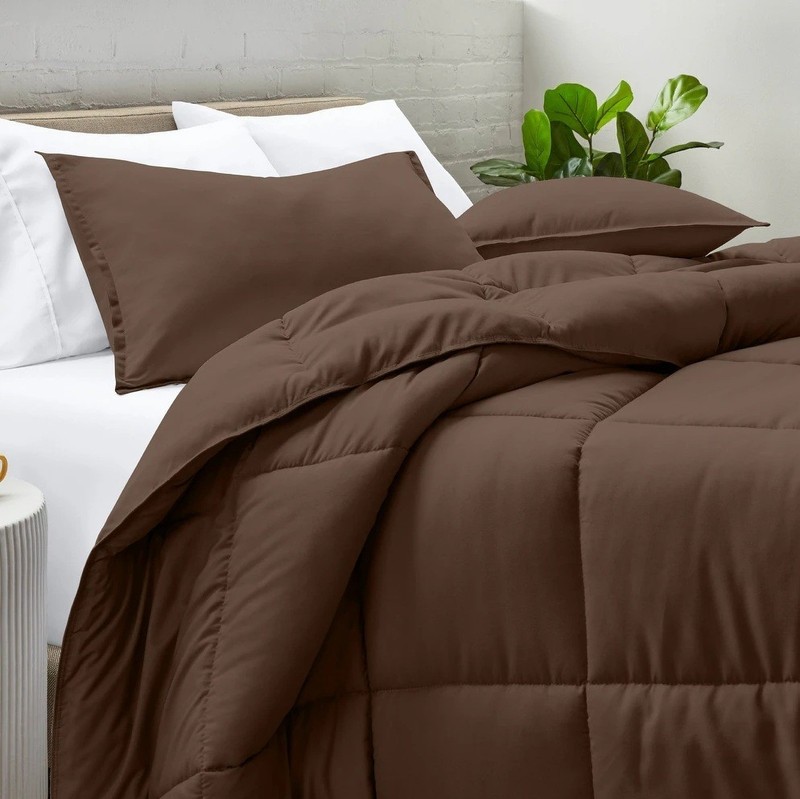 Liz Claiborne Cal- King Comforter Brown Solid Down Alternative Polyester-NEW