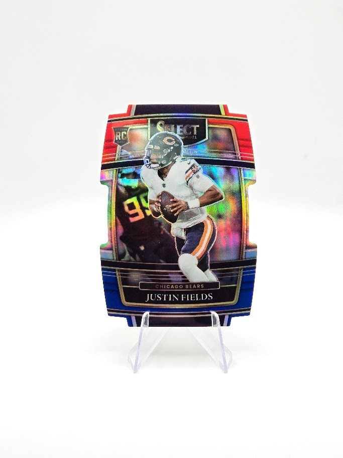 Justin Fields 2021 Panini Select RC Red and Blue Prizm Die-Cut #50 Bears