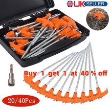 20/40X Screw In Heavy Duty Drill Top Ground Pegs Awning Pegs Tent Pegs Outdoor🔥