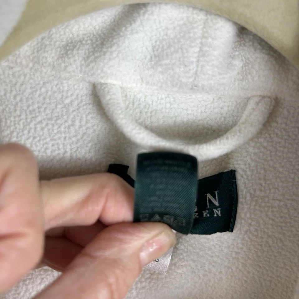 Bata polar Y2K Lauren Ralph Lauren para mujer S marfil corona larga escudo lujo Foto 4 de 4