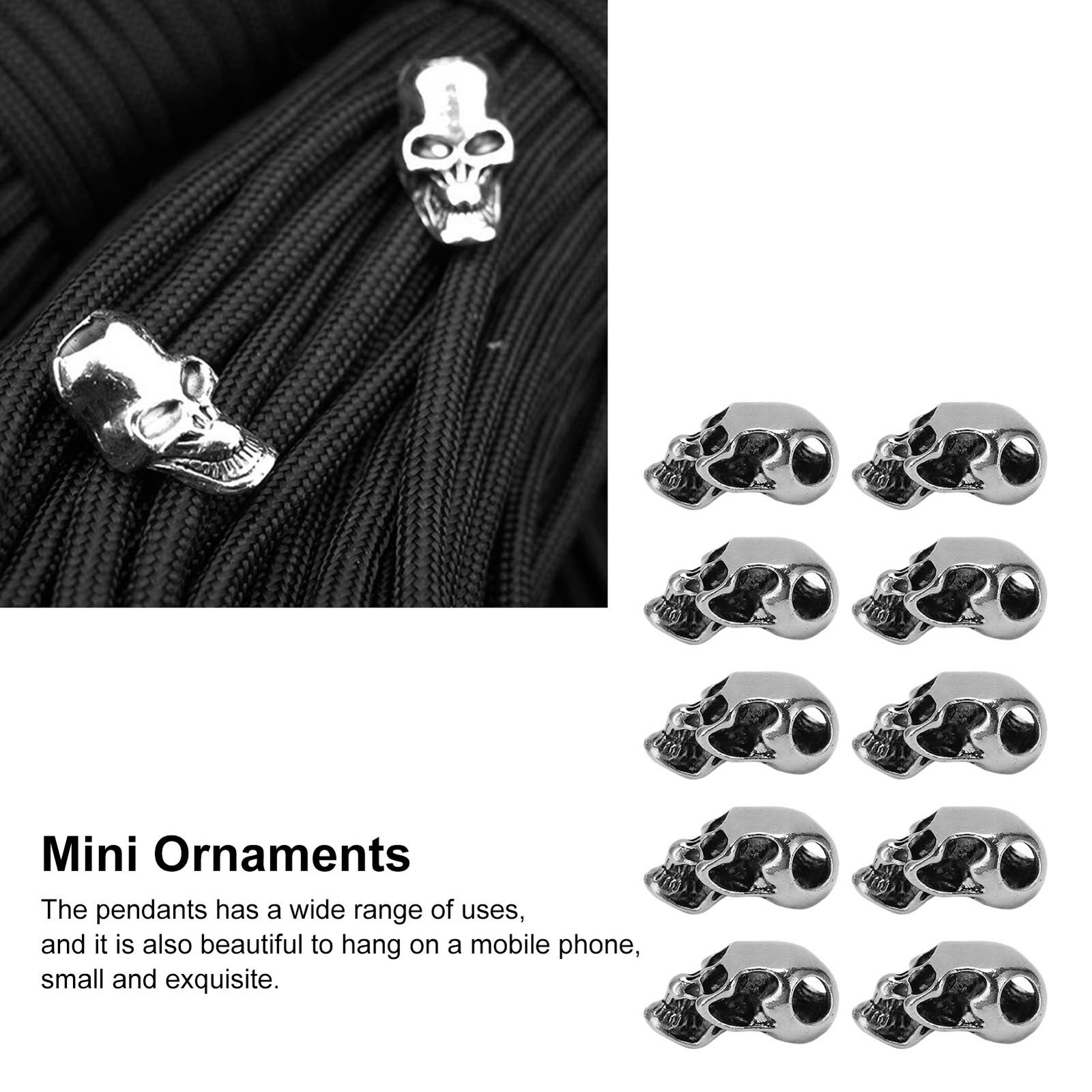 10pcs Skull Head Charm Alloy DIY Making Skeleton Skull Pendants For Paracord