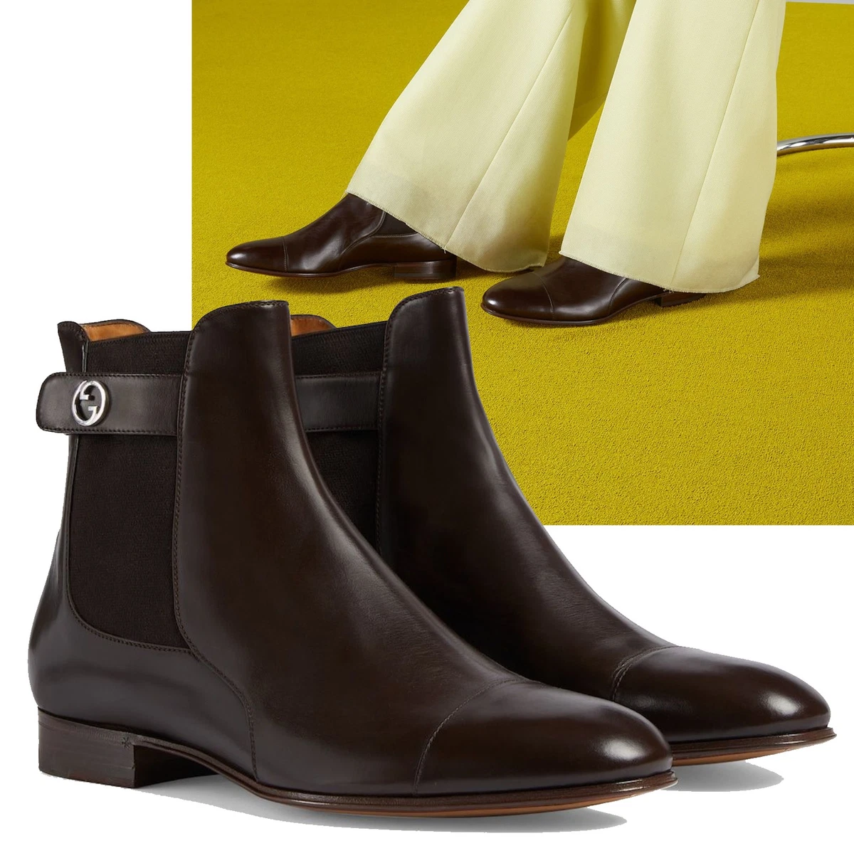 GUCCI Vintage BROWN CALF LEATHER ANKLE BOOTS 10.5 44 NEED TLC Gucci Brown Boots for Men for sale | eBay main image 4