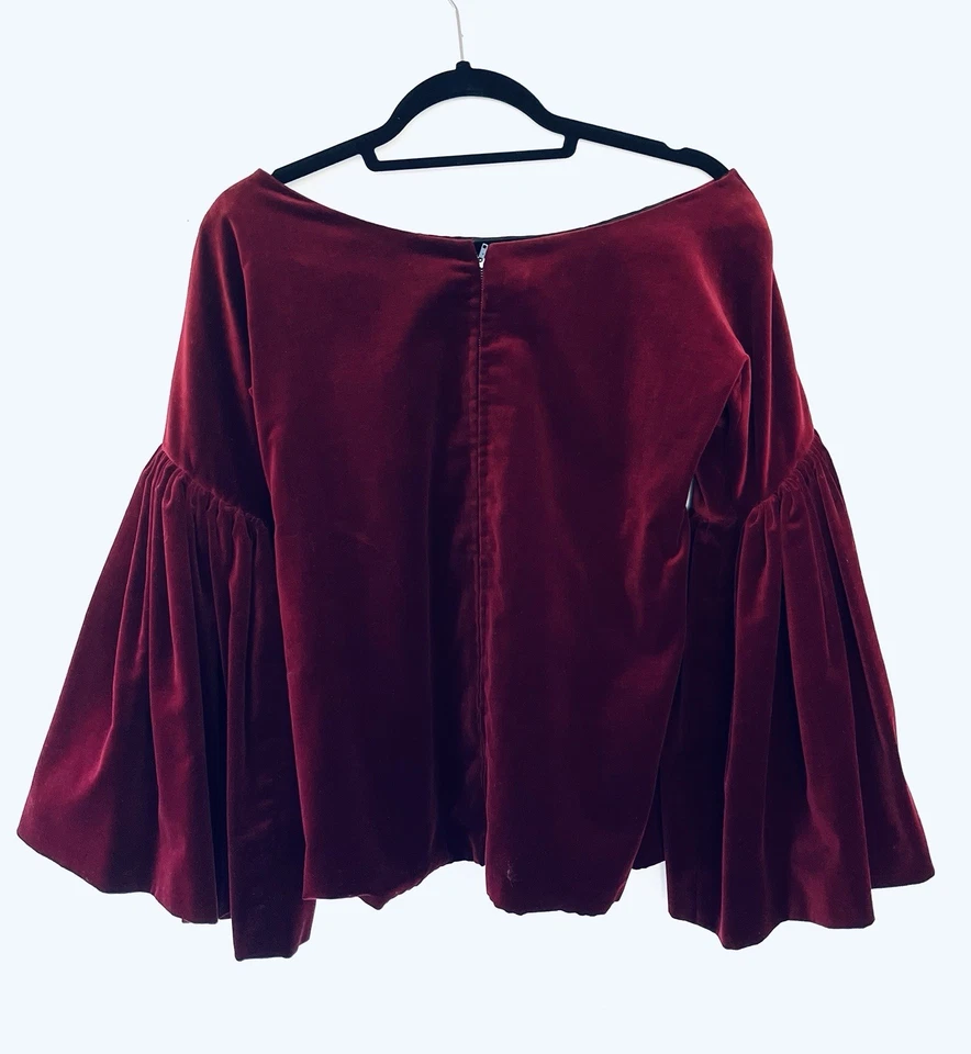 Blusa de terciopelo Adolfo vintage años 60 con enormes mangas de campana Aretha Foto 3 de 4