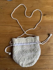 Beautiful Unique Sequin & Bead Bridal Wedding Purse Bag Drawstring - USED ONCE 