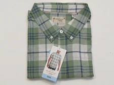 Weatherproof Vintage Green White S/S Plaid Linen Shirt Sz Small S Mens NWT