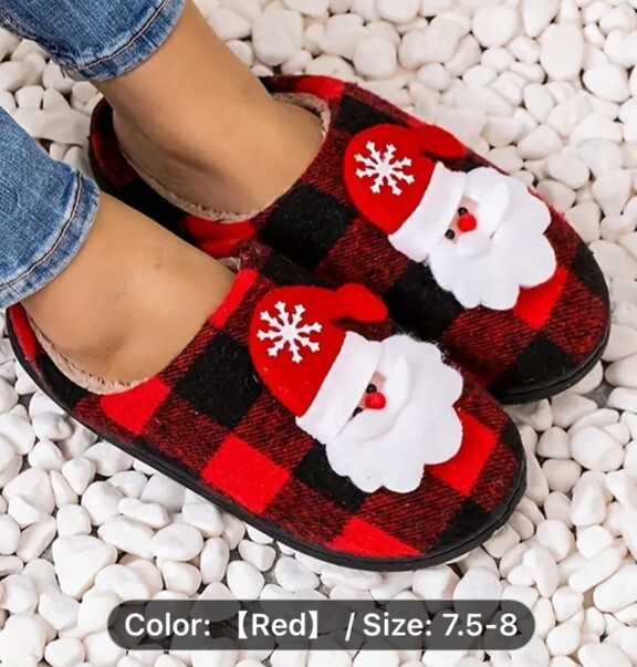 🎄Festive Santa Slippers NWT Size 7.5-8 Cozy Holiday Gift AZ-18351-image
