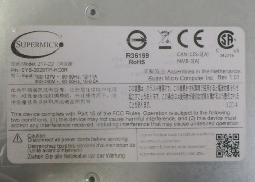 NEW Supermicro SuperServer 2029TP-HC0R 24x 2.5" Bay 4x X11DPT-PS CTO Server Node - Picture 3 of 7