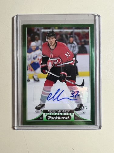 2022-23 Upper Deck Parkhurst Emerald Ice 4/5 Andrei Svechnikov #246 AUTO