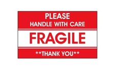 Fragile Handle with Care Thank You Sticker Shipping Label 3"x5" Uline S-3004 500