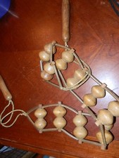 Vintage Wooden Ball Beaded Back Roller Massager Wooden Handles 46"