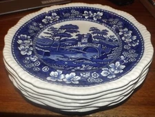 Vintage Blue Spode Tower 10 1/2" Dinner Plates lot of 6