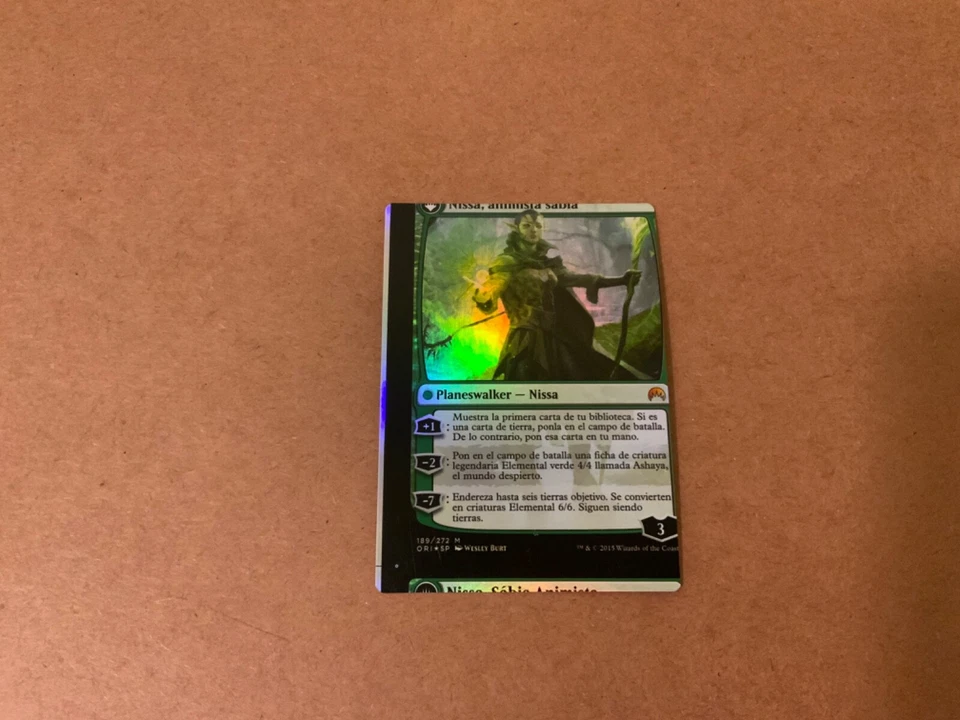 MTG Magic Nissa, Vastwood Seer Spanish Foil x1 Origins ORI NFC Miscut - Image 2 of 2