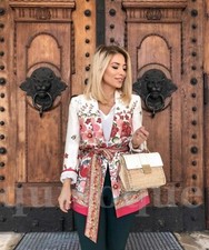 ZARA NEW WOMAN ECRU PRINTED BLAZER WITH BELT SIZE: XS-XXL REF: 2797/881
