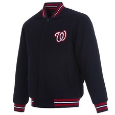 MLB Washington Nationals JH Design Wool Reversible Jacket 2 Front Patches Logo 