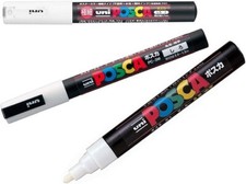 POSCA White 3 Different Point Sizes PC-1M 0.7 mm , 3M 0.9 1.3 mm , 5M 1.8 2.5 m