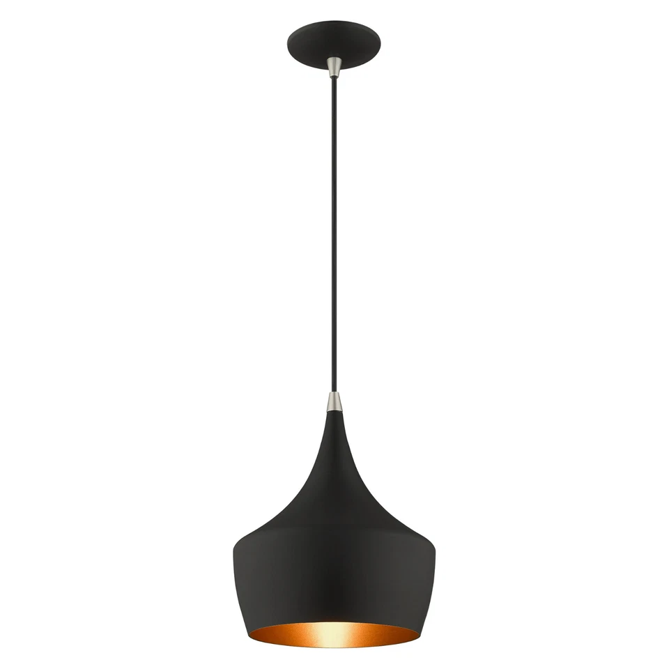 Chic Black Mini Pendant with Gold Lining for Contemporary Stylish Interiors - Image 4 of 4