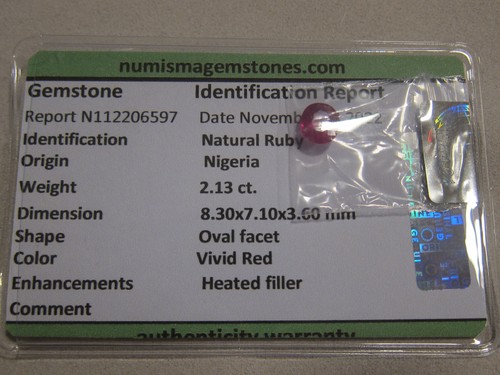 2.13 ct. Ruby Natural from Nigeria Oval Facet 8x7x 3.6 mm - Picture 2 of 4