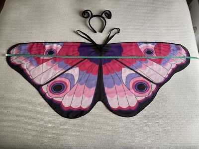 Schmetterling Kostüm Kinder Damen Halloween Schmetterlingsflügel Cape & Stirnband Verkleiden