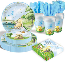 175Pcs Vintage Winnie Bear Baby Shower Pooh Decorations Blue Birthday Party S...