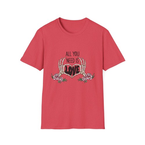 All You Need Is Love Skeleton Unisex Softstyle T-Shirt - Picture 13 of 13