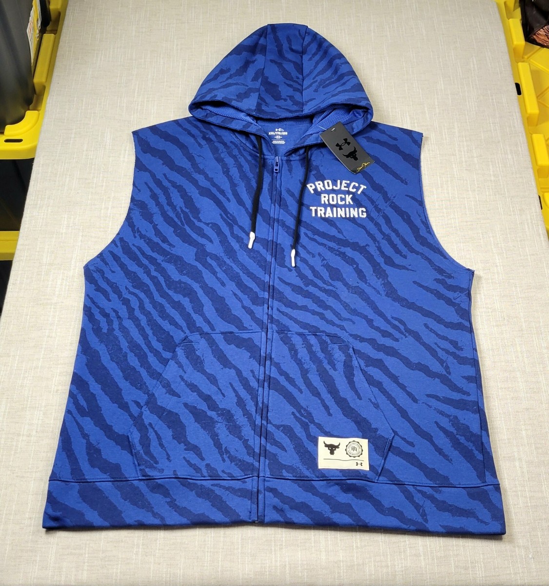 Under Armour Project Rock Hoodie 2XL Mens Blue Black Rival