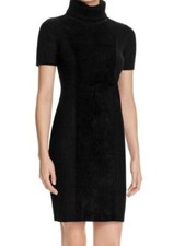 NEW Calvin Klein Sweater Dress Black Front Faux Suede Panel size S