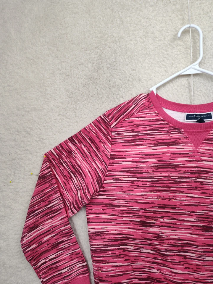 Sudadera deportiva Karen Scott para mujer mediana rosa mezcla de algodón manga larga pulóver Foto 2 de 4