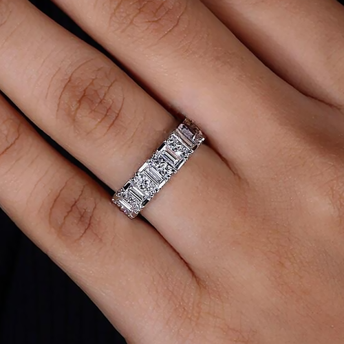 Lab Grown 1.50 Ct Baguette Cut Diamond Engagement Ring 18K White Gold Certified - Picture 3 of 12