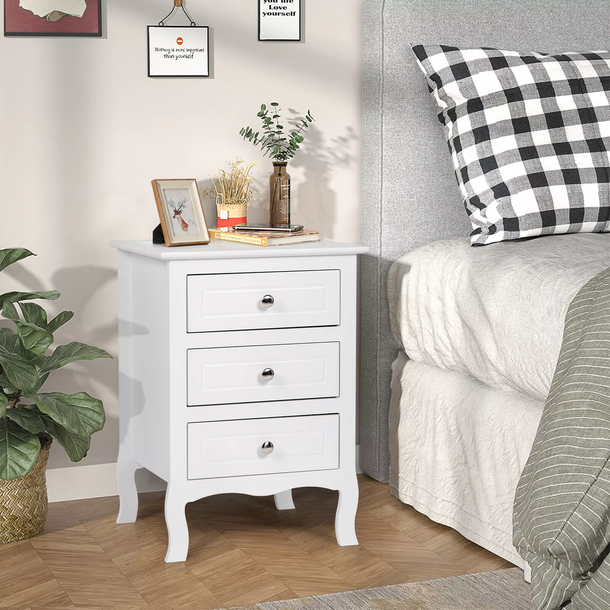 Large three drawer sale nightstand