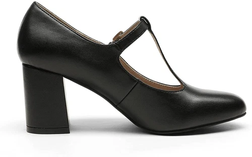 Women Wedding Mary Jane Pumps Close Toe Low Chunky Heel Pump Shoes - Picture 8 of 17