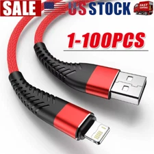 Braided Fast Charger Cable Heavy Duty USB lot Cord For iPhone 14 13 12 11 X XR 8