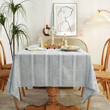 60 x 120 inches Farmhouse Style Linen tablecloths Wrinkle Resistant Washable ...