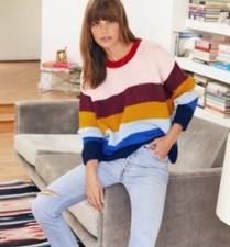 XiRENA Apres Ski Sweater in Taos Alpaca Stripe Crewneck Oversized Size S