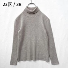 Washable! 23ku Turtleneck Rib Knit Sweater Pullover Wool Beige so