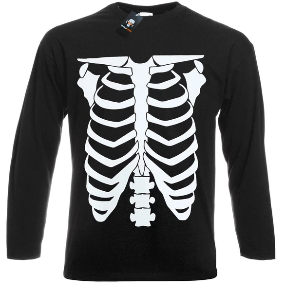 SKELETON Long Sleeve T Shirt Horror Doctor Halloween Bats Custom Gothic Top Tee