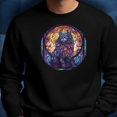 Persian Cat Stained Glass Sweatshirt Cosy and Perfect for Any Occasion S to 4XL