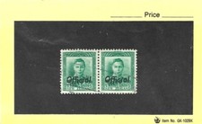 New Zealand 1938 King George VI 1/2d Green Official Se-tenant Pair Used