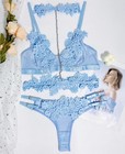 3 Pieces Sexy Lingerie Set for Women Floral Cut Out Choker Bra and Panty Set M — photo 9