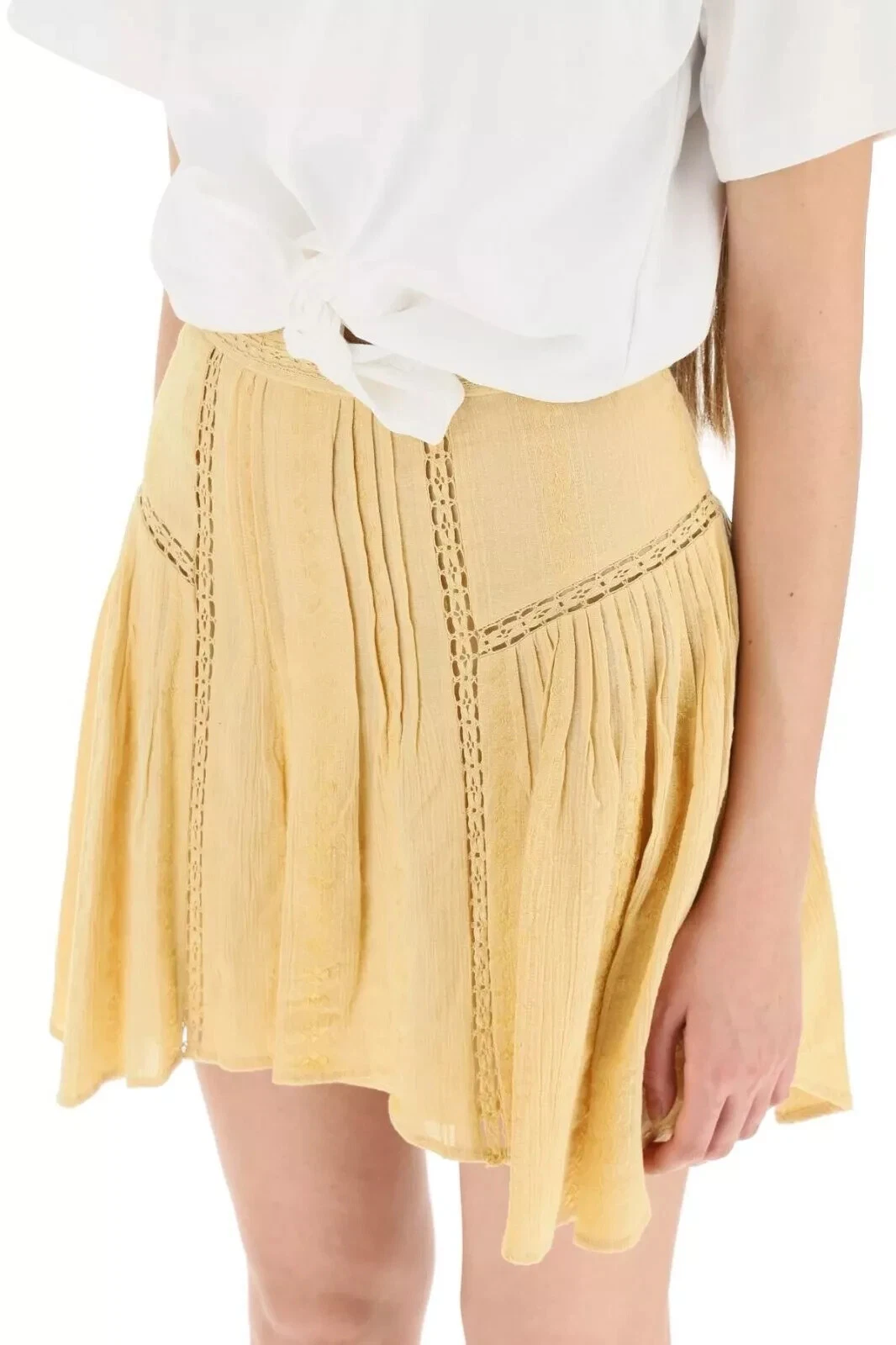 Isabel Marant Etoile Women Jorena Honey Embroidered Laced Mini Skirt Size M 38