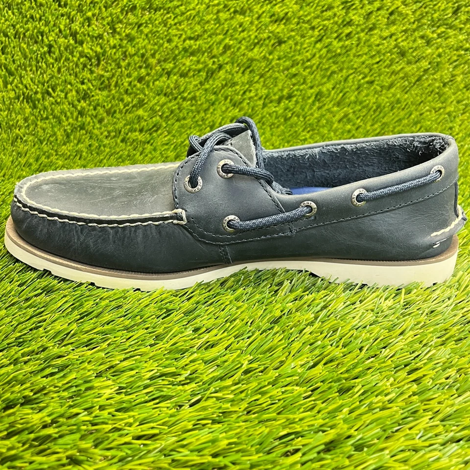 Zapatos de barco Sperry Leeward para hombre talla 8,5 azul clásico de cuero con cordones de 2 ojos Foto 2 de 4