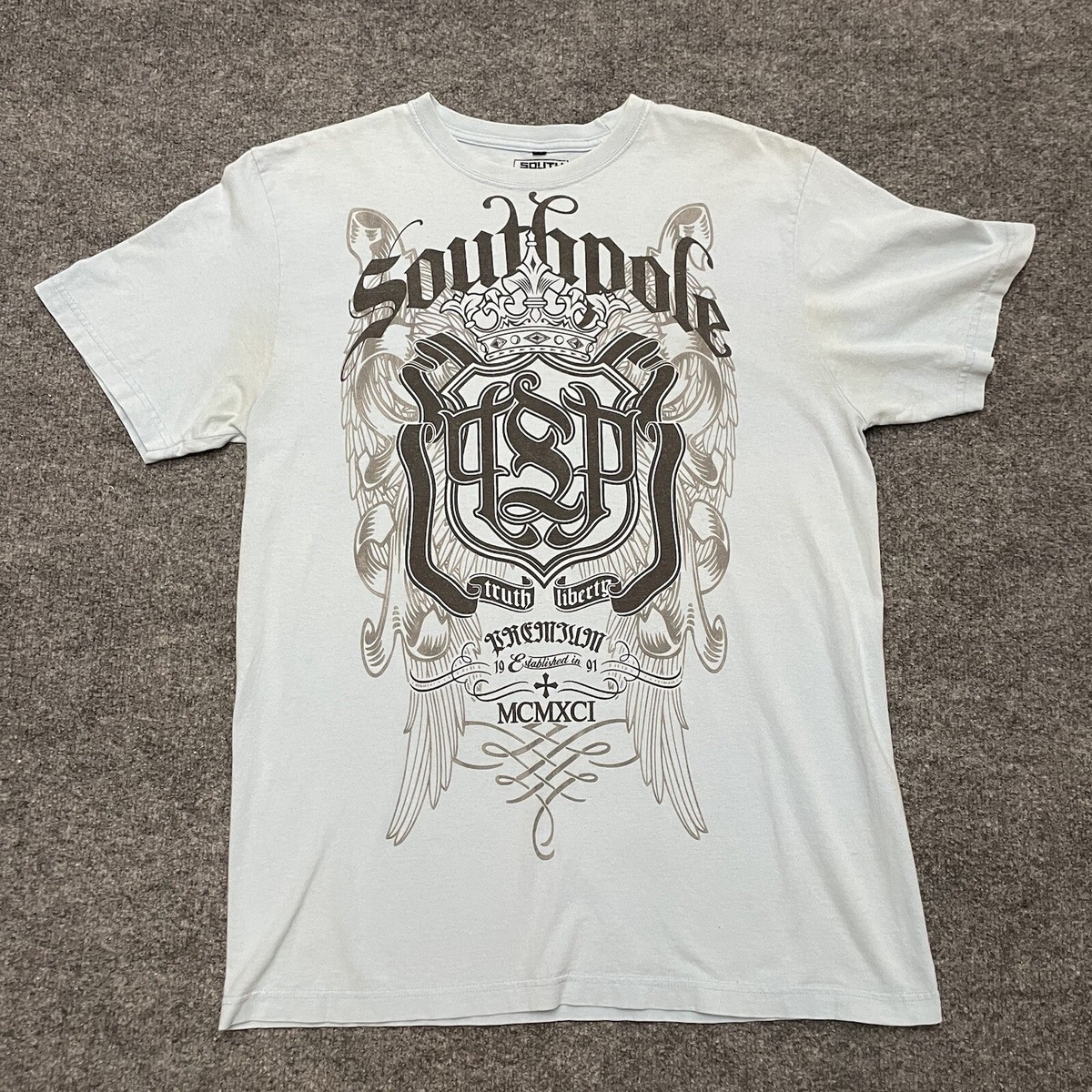 Vintage Y2K Southpole T Shirt Mens 2XL Blue Hip Hop Grunge Cyber