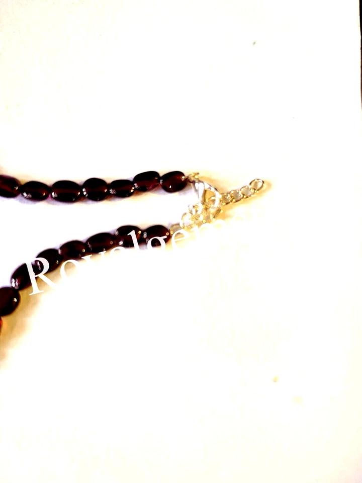 Collar de cuentas ovaladas lisas rubí granate rojo oscuro forma ovalada cuentas granate piedras preciosas Foto 3 de 4