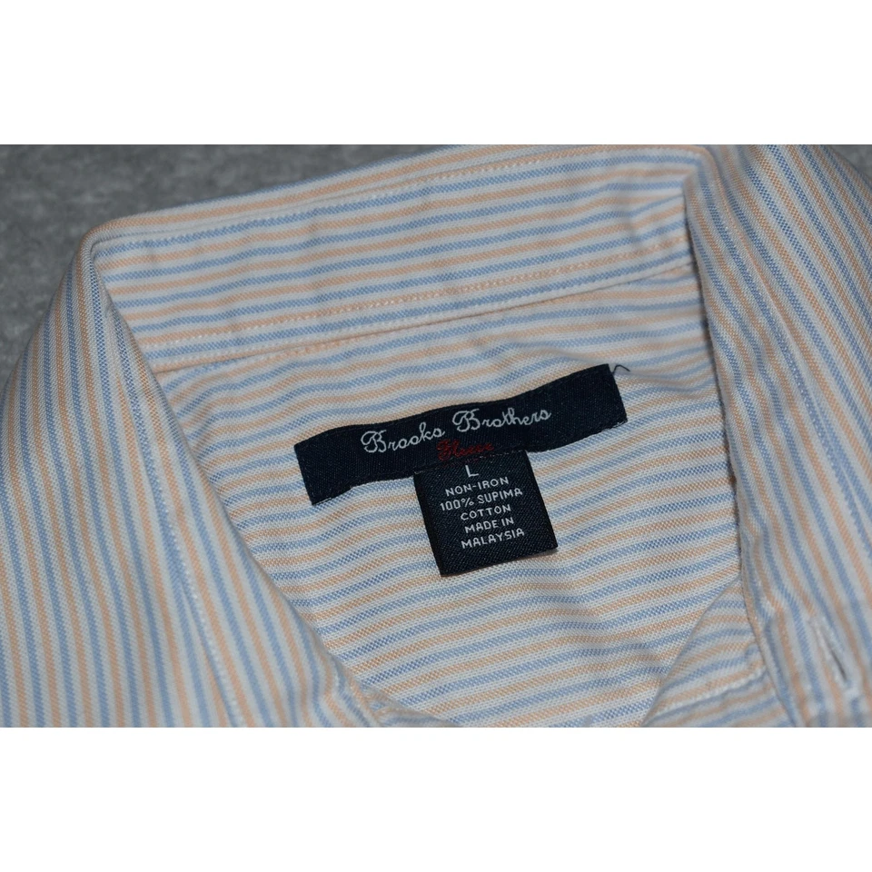 Brooks Brothers Dress Shirt Red Fleece Boys Teens Size Large Blue Striped - Image 4 of 4