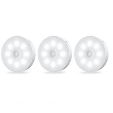 Rechargeable Motion Sensor LED Under Cabinet Puck Lights Wireless 3Pack