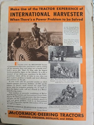 1936 Mccormick Deering International Harvester Farmall Tractor Vintage Ad 