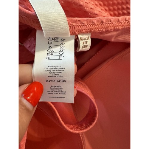 NWT ArteSands Bathing Suit Coral One Piece Women's US 20+ Multi Cup Fit - Picture 8 of 8