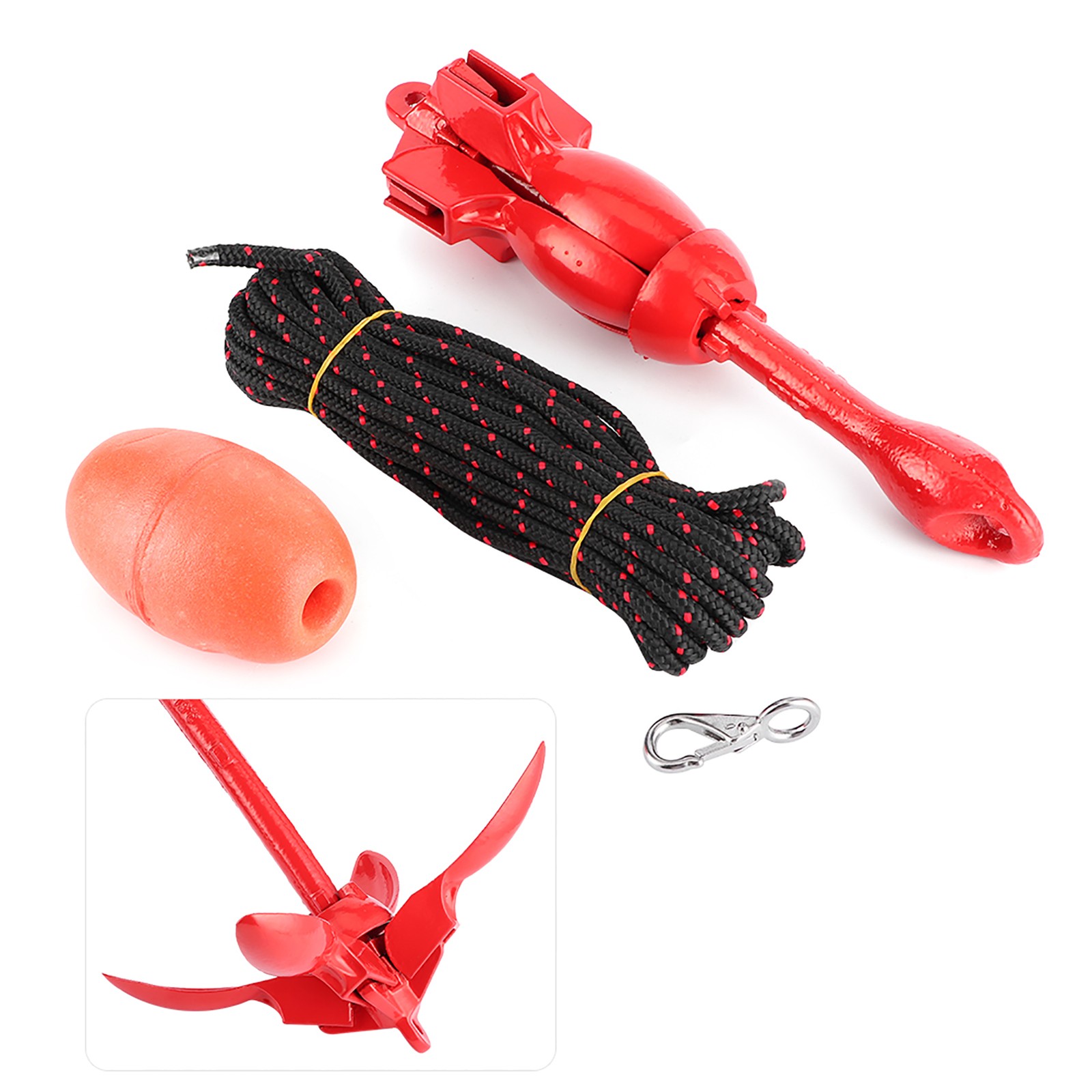 ⁺Foldable Anchors Kit 3.5lb/1.5kg Red Universal Stainless Steel Grapnel For