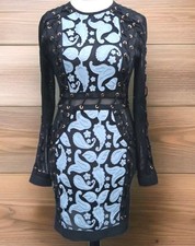 Ladies Paisley Floral Motifs Intricate Lace Up Detail Dress UK 12 Stretch