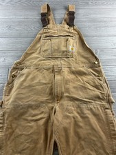 Carhartt Overalls Mens 42X30 Brown Duck R37 Brn Double knee uninsulated